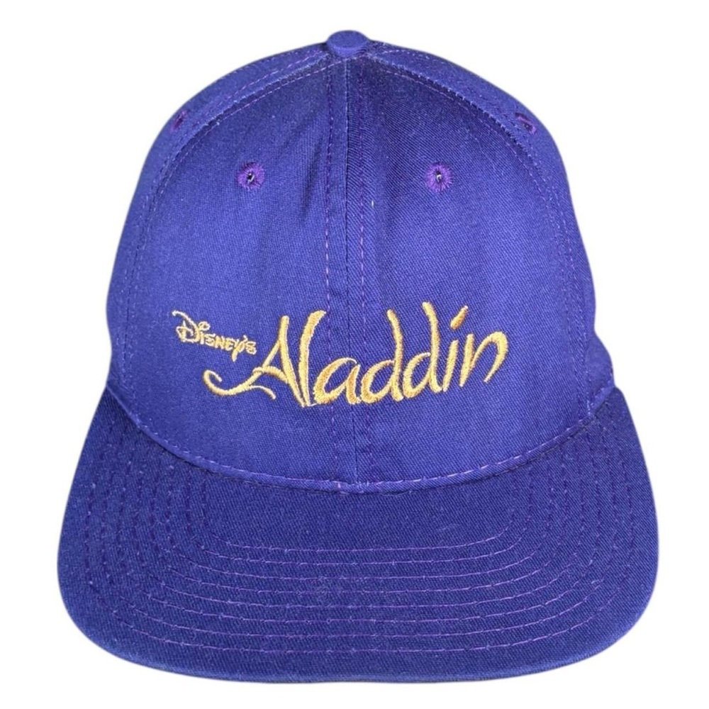 Vintage 1990s Aladdin Disney Script Genie Movie Promo Snapback Hat Purple Rare